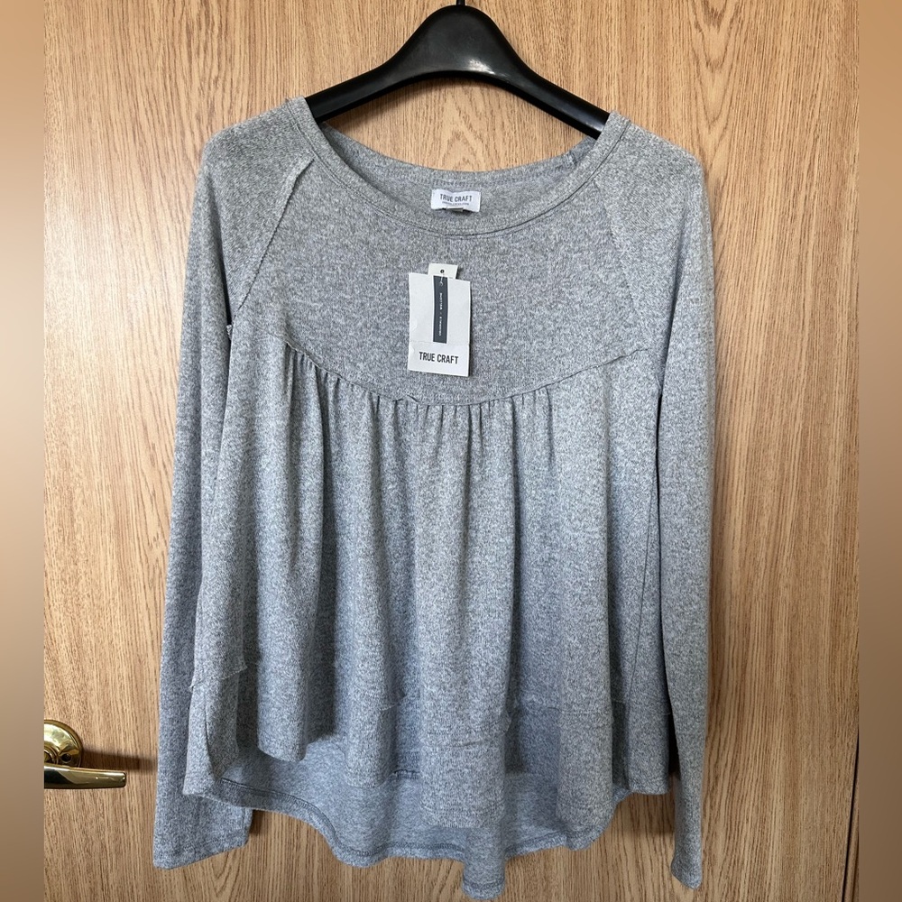 New True Craft Heather Gray Stretch Loose Shirt Women’s XS